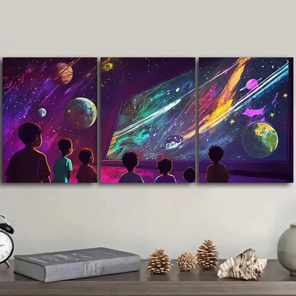 3pcs Universe View Luxurious Wall Hangings  Wall Art Set Canvas Framed 40x60cm - High Quality Print 100% Australian Made Wall Canvas Ready to Hang