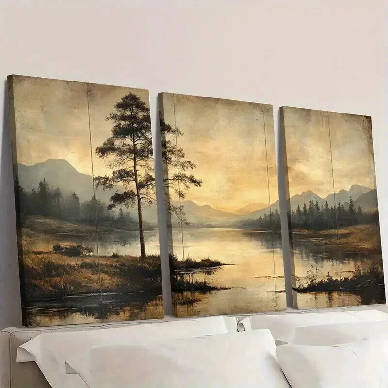 3pcs Serene Countryside Landscape Wall Art Set Canvas Framed 50x70cm - High Quality Print 100% Australian Made Wall Canvas Ready to Hang - Bella Home Decor