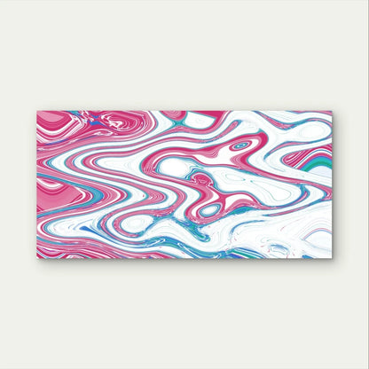 Pink and Blue Abstract Fluid Paint Wall Art Canvas Office Home Framed 120x60cm