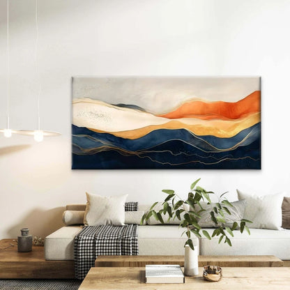 Golden Accents Abstract Wall Art Canvas Office Home Room Framed 120x60cm