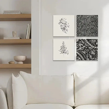 4pcs Farmhouse Botanicals, Vintage Wall Art Canvas Framed