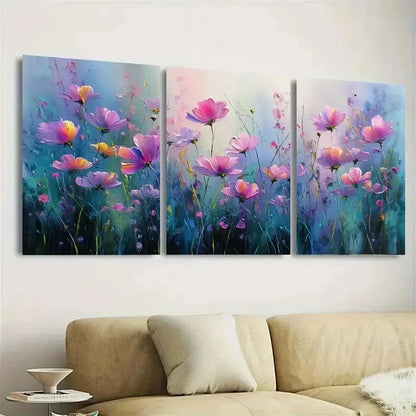 3pcs Flower On Canvas, Art, Pink Floral Wall Art Set Canvas Framed 40x60cm - High Quality Print 100% Australian Made Wall Canvas Ready to Hang - Bella Home Decor