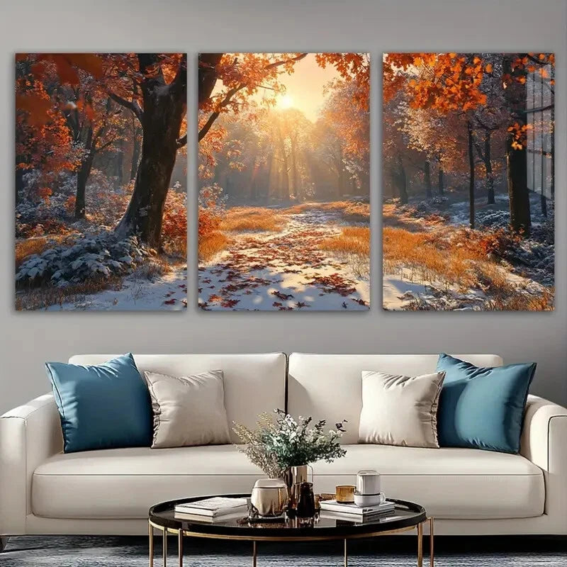 3pcs Sunset Forest Stunning Nature Metal Print Ready to Hang Art - Bella Home Decor