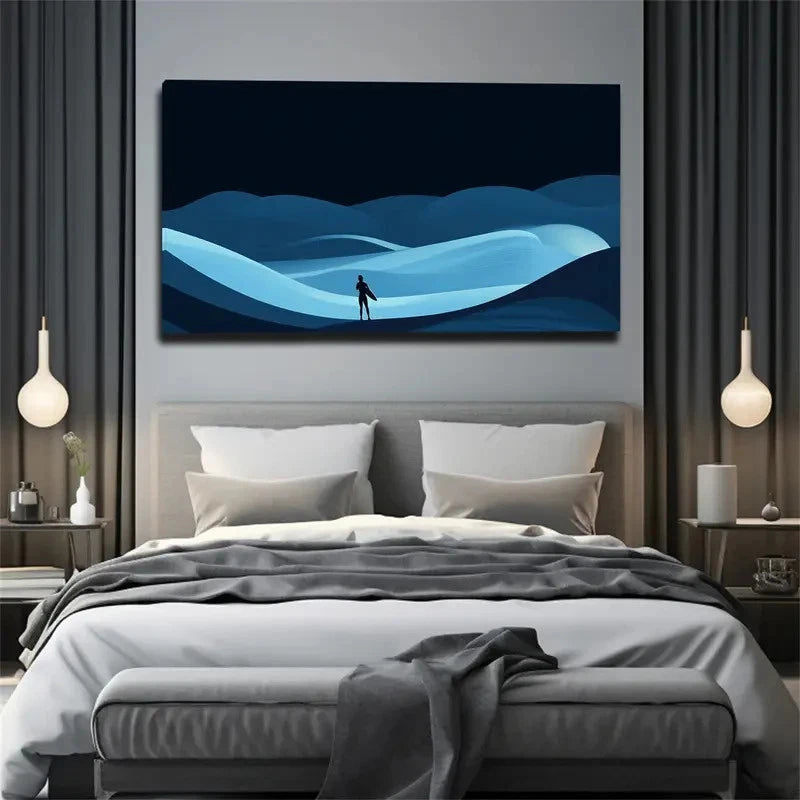 A Person Holding A Surfboard Wall Art Canvas Office Home Room Framed 120x60cm