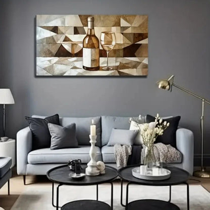 Abstract Wine Perfect Wall Art Canvas Office Home Room Framed 120x60cm
