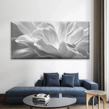 Modern White Abstract Floral Wall Art Canvas Office Home Room Framed 120x60cm