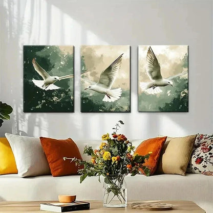 3pcs Soaring Seagull Peaceful Flight Perfect Wall Art Canvas Unframed - High Quality Print 100% Australian Made Wall Canvas