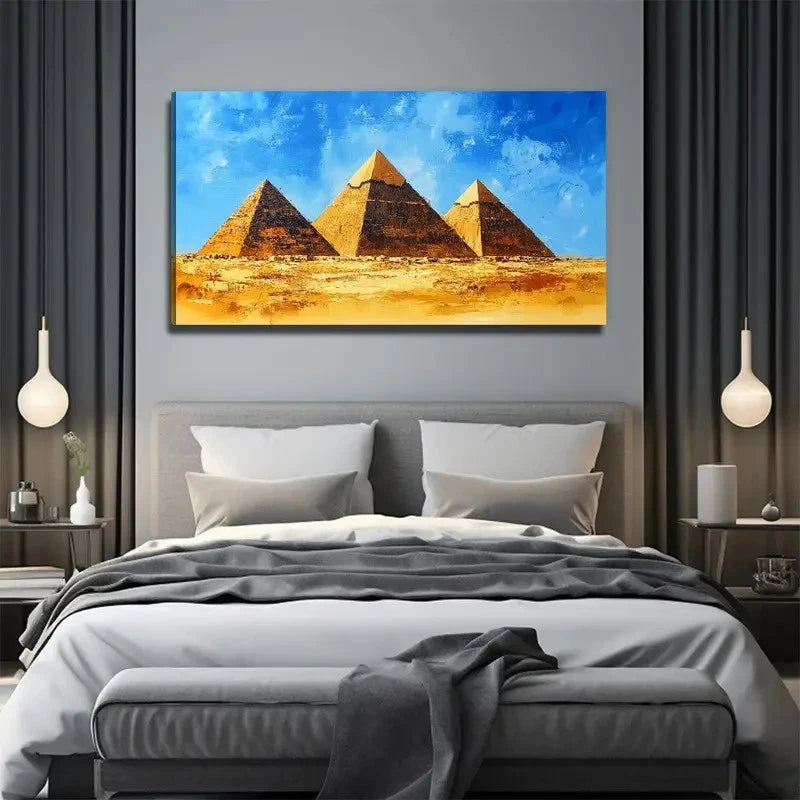 Yellow Pyramid Perfect Wall Art Canvas Office Home Room Framed 120x60cm