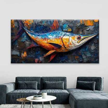 Abstract Marlin Fish Wall Art Canvas Office Home Room Framed 120x60cm