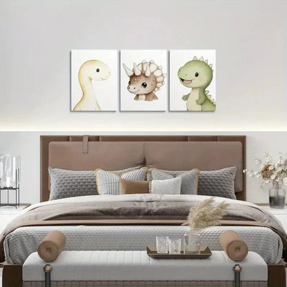 3pcs Cute Animal Dinosaur Series Metal Print Ready to Hang Art - Bella Home Decor