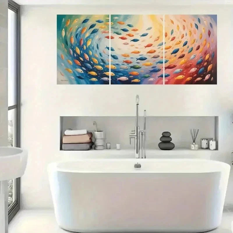 3pcs Colorful Fish   Modern Style Wall Art Set Canvas Framed 60x90cm - High Quality Print 100% Australian Made Wall Canvas Ready to Hang - Bella Home Decor