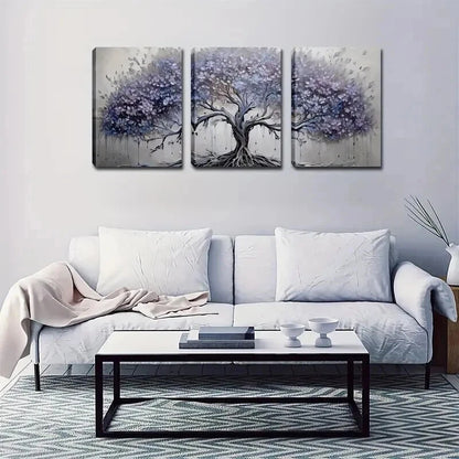 3pcs Blue-Purple Tree Design Abstract Perfect Wall Art Set Canvas Framed 60x90cm - High Quality Print 100% Australian Made Wall Canvas Ready to Hang - Bella Home Decor