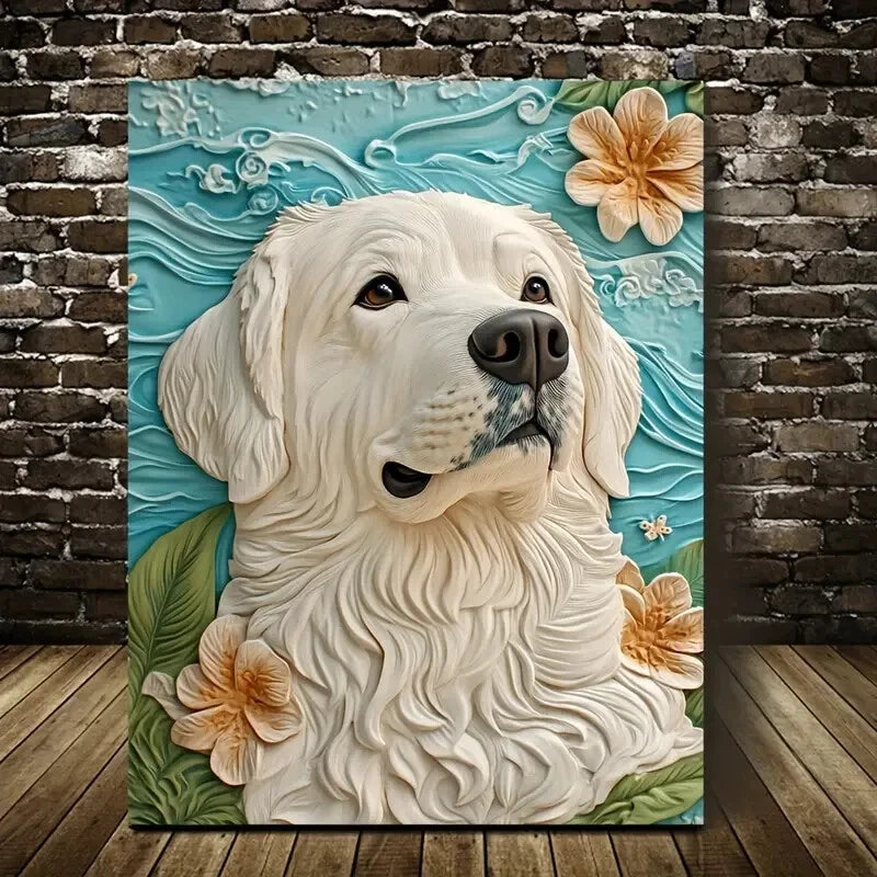 Featuring a Great Pyrenees Design Painting 40x60cm Metal Print Ready to Hang - Bella Home Decor