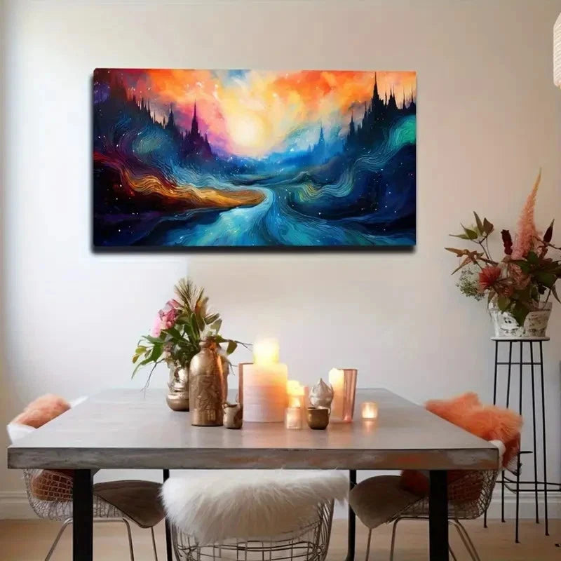 Vibrant Sunrise Landscape Wall Art Canvas Office Home Room Framed 120x60cm