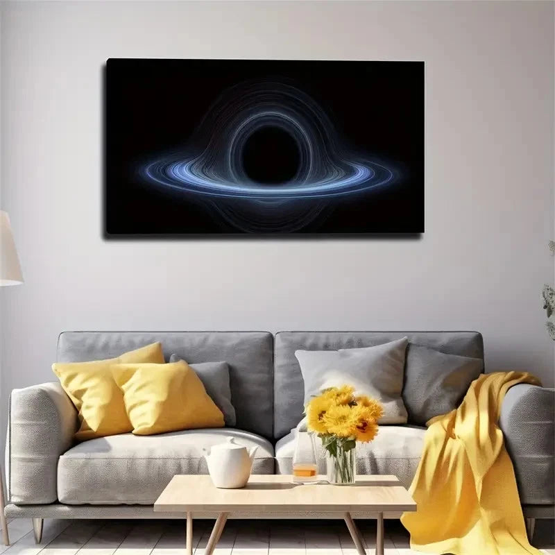 Simple Black Hole Space Wall Art Canvas Office Home Room Framed 120x60cm