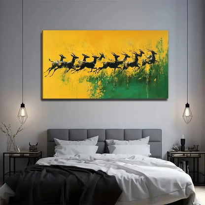 Grassland Deer Conference Wall Art Canvas Office Home Room Framed 120x60cm