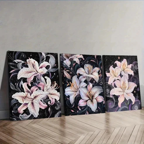 3pcs pastel-colored lilies Wall Art Canvas Unframed - High Quality Print 100% Australian Made Wall Canvas - Bella Home Decor