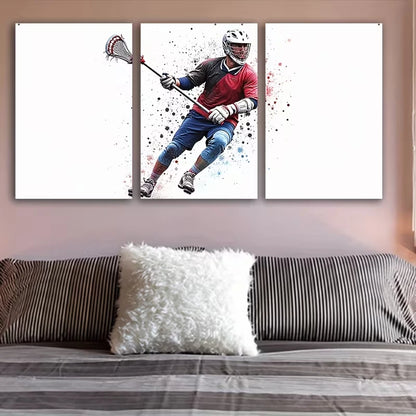 3pcs Watercolors of Hockey Player Wall Art Set Canvas Framed 60x90cm – High Quality Print 100% Australian Made Wall Canvas Ready to Hang