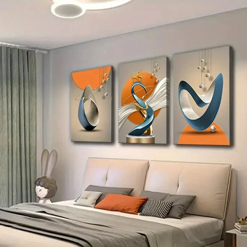 3pcs Golden Leaf & Water Drop Designs Perfect Wall Art Set Canvas Framed 40x60cm - High Quality Print 100% Australian Made Wall Canvas Ready to Hang - Bella Home Decor