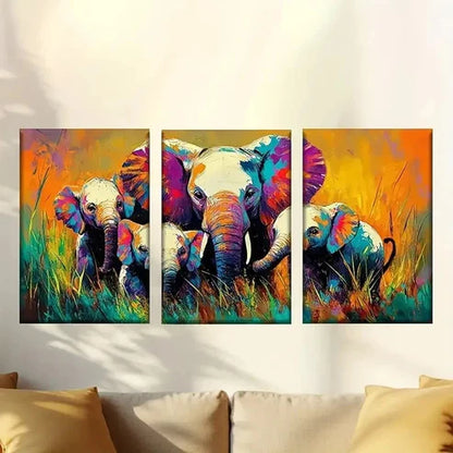 3pcs Elephant Painting Ideas Wall Art Canvas - High Quality Print 100% Australian Made Wall Canvas