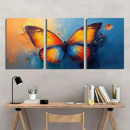 3pcs Colorful Vibrant Butterfly Wall Art Set Canvas Unframed - High Quality Print 100% Australian Made Wall Canvas - Bella Home Decor
