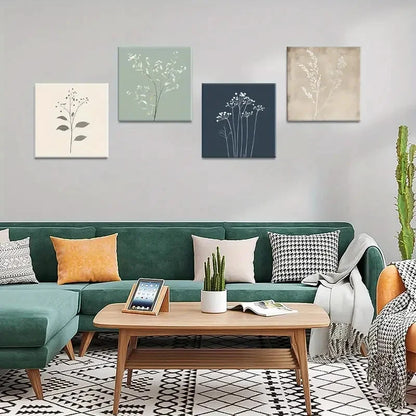 4pcs Leaf Illustrations Wall Art Canvas Framed - Bella Home Decor