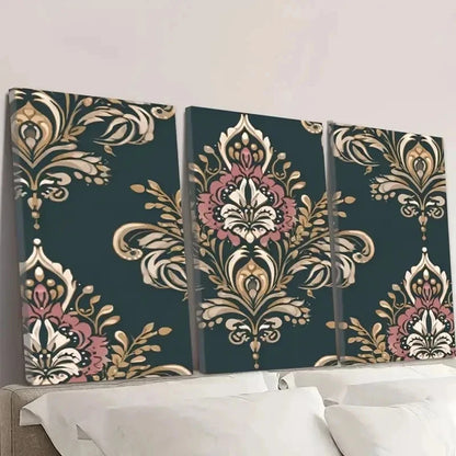 3pcs Elegant Damask Pattern Abstract Wall Art Set Canvas Framed 40x60cm - High Quality Print 100% Australian Made Wall Canvas Ready to Hang