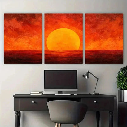 3pcs Abstract Large Sun Decor Perfect Wall Art Set Canvas Framed 50x70cm - High Quality Print 100% Australian Made Wall Canvas Ready to Hang - Bella Home Decor