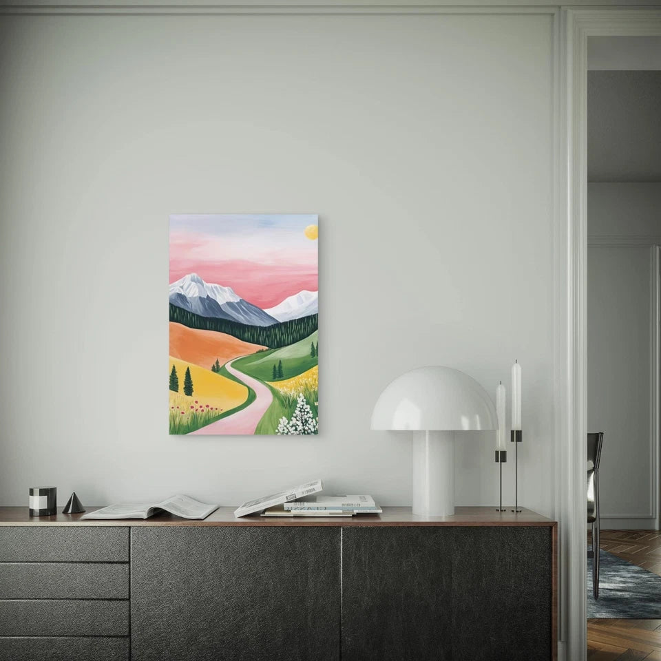 Twilight Mountain Road Landscape  60x90cm Metal Print Ready to Hang