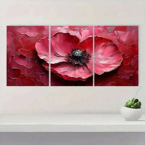 3pcs Flower Original Art Rose RTWall Art Set Canvas Unframed - High Quality Print 100% Australian Made Wall Canvas - Bella Home Decor