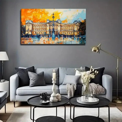 Vibrant Sunset Palace Modern Wall Art Canvas Office Home Room Framed 120x60cm
