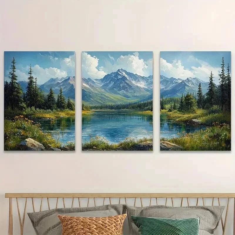 3pcs Mount Elbert Colorado Evergreen Perfect Wall Art Set Canvas Framed 50x70cm - High Quality Print 100% Australian Made Wall Canvas Ready to Hang - Bella Home Decor