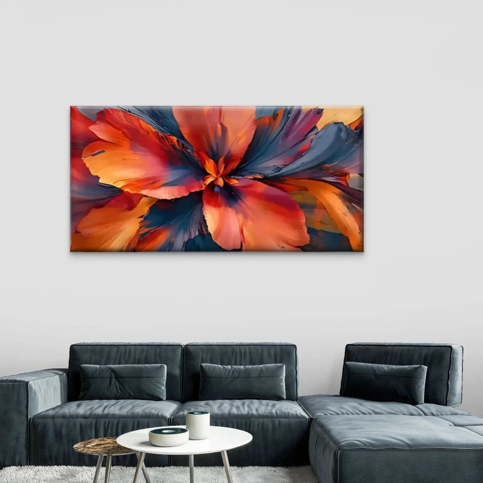 Huge Bright Flowers Abstract Wall Art Canvas Office Home Room Framed 120x60cm