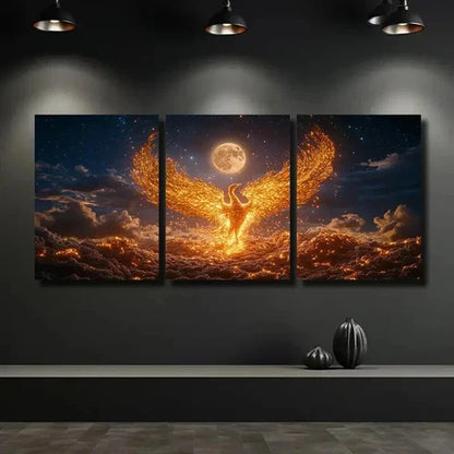 3pcs Phoenix Rising from The Ashes Wall Art Canvas Unframed – High Quality Print 100% Australian Made Wall Canvas