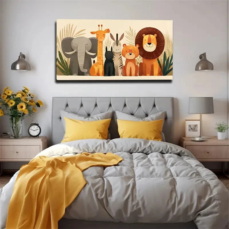 Decoration Animal-Themed Wall Art Canvas Office Home Room Framed 120x60cm