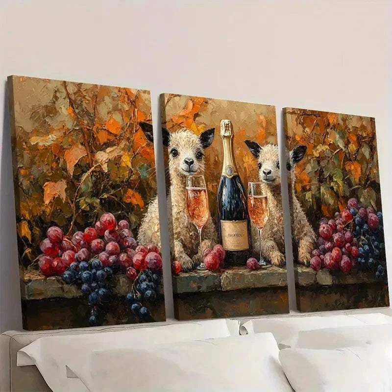 3pcs Champagne In The Afternoon F  Wall Art Set Canvas Framed 40x60cm - High Quality Print 100% Australian Made Wall Canvas Ready to Hang - Bella Home Decor