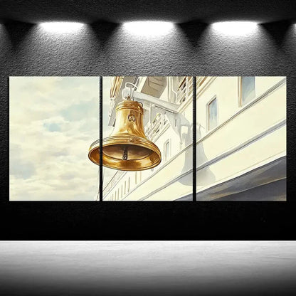 3pcs A Corner of The Ship Big Bell Metal Print Ready to Hang Art - Bella Home Decor