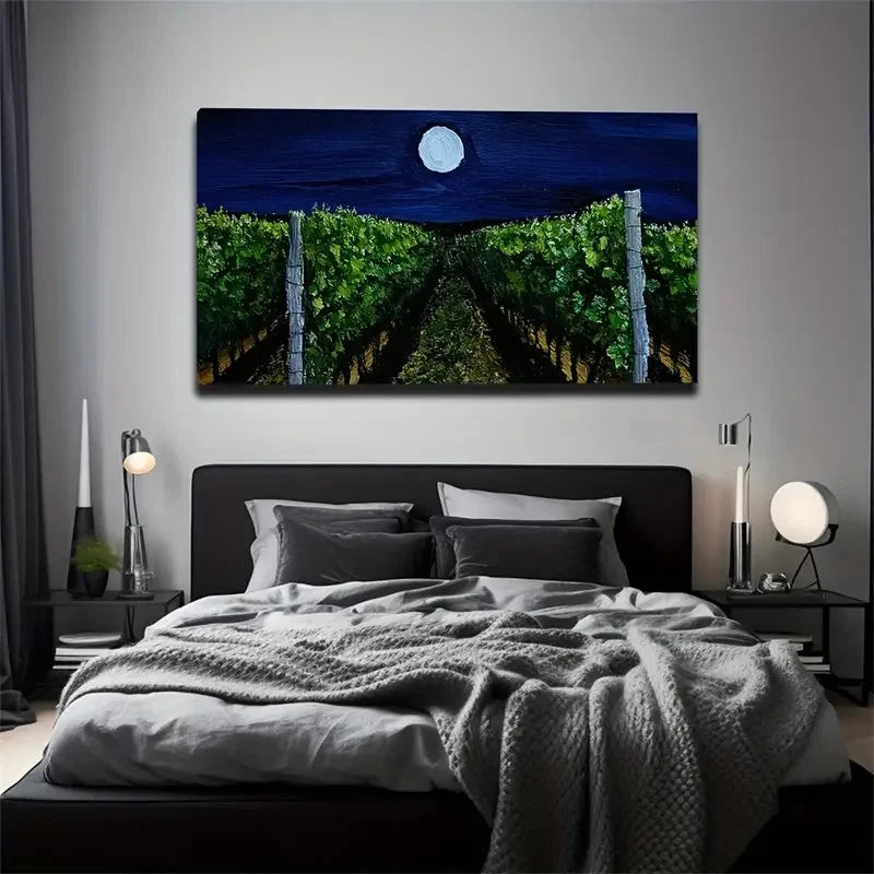 Vibrant Vineyard Landscape Wall Art Canvas Office Home Room Framed 120x60cm