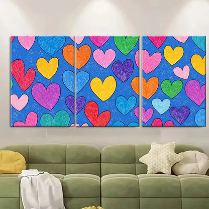 3pcs Cute Retro Heart Print Metal Print Ready to Hang Art - Bella Home Decor