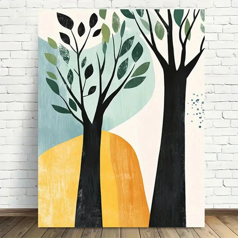 Beautiful Abstract Tree Modern Vintage Painting 40x60cm Metal Print Ready to Hang - Bella Home Decor