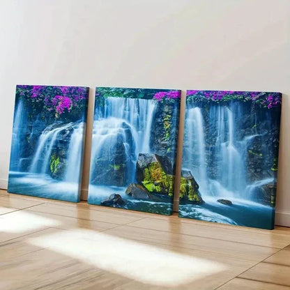 3pcs Waterfall Modern Natural Landscape Wall Art Canvas Unframed – High Quality Print 100% Australian Made Wall Canvas