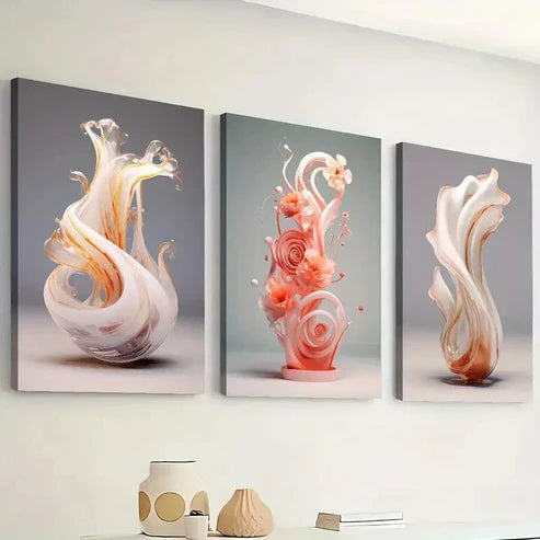 3pcs Modern Stylish Abstract Objects Wall Art Set Canvas Unframed - High Quality Print 100% Australian Made Wall Canvas