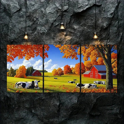 3pcs Autumn Scenery Beautiful Farm Perfect Wall Art Canvas Unframed - High Quality Print 100% Australian Made Wall Canvas - Bella Home Decor