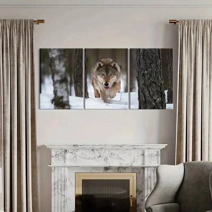 3pcs Snow Scene Animal Art Wolf Wall Art Set Canvas Framed 60x90cm - High Quality Print 100% Australian Made Wall Canvas Ready to Hang - Bella Home Decor