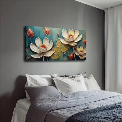 Lotus Flowers Have Blooming Wall Art Canvas Office Home Room Framed 120x60cm - Bella Home Decor