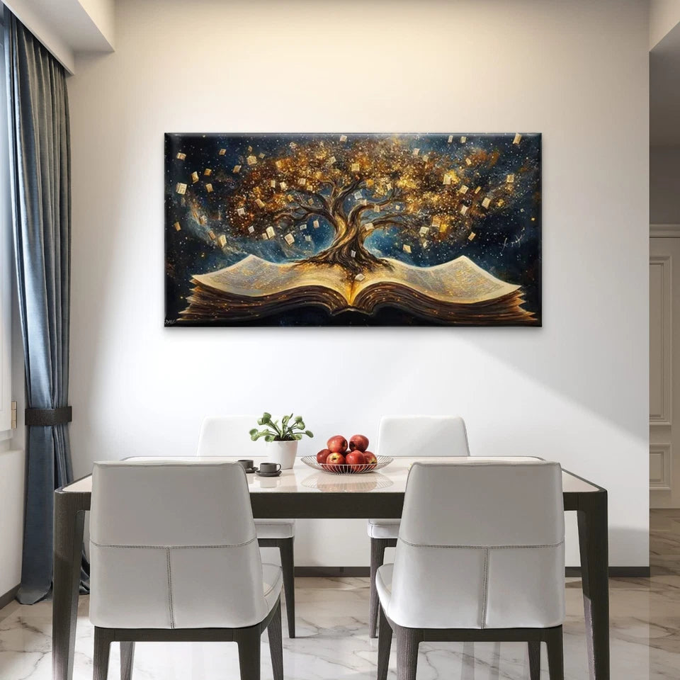 Tree of Knowledge Wall Art Canvas Office Home Room Framed 120x60cm