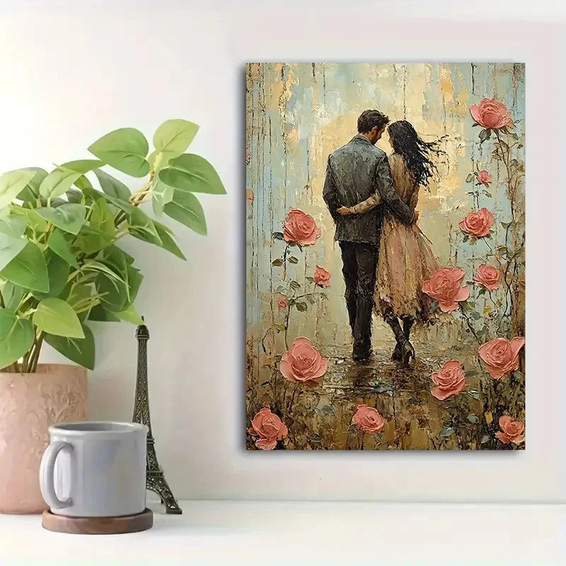 Beautiful Romantic Couple Embrace With Blooming 40x60cm Metal Print Ready to Hang