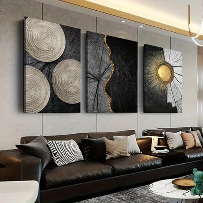 3pcs Meaningful Golden Color Ring Wall Art Set Canvas Unframed - High Quality Print 100% Australian Made Wall Canvas