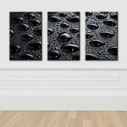 3pcs Black background Water Drop Metal Print Ready to Hang Art - Bella Home Decor