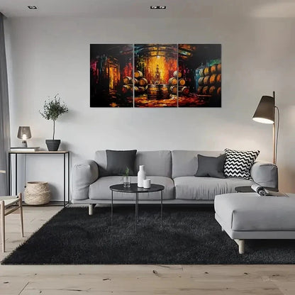 3pcs Rustic Barrels Colourful Wall Art Set Canvas Framed 40x60cm - High Quality Print 100% Australian Made Wall Canvas Ready to Hang